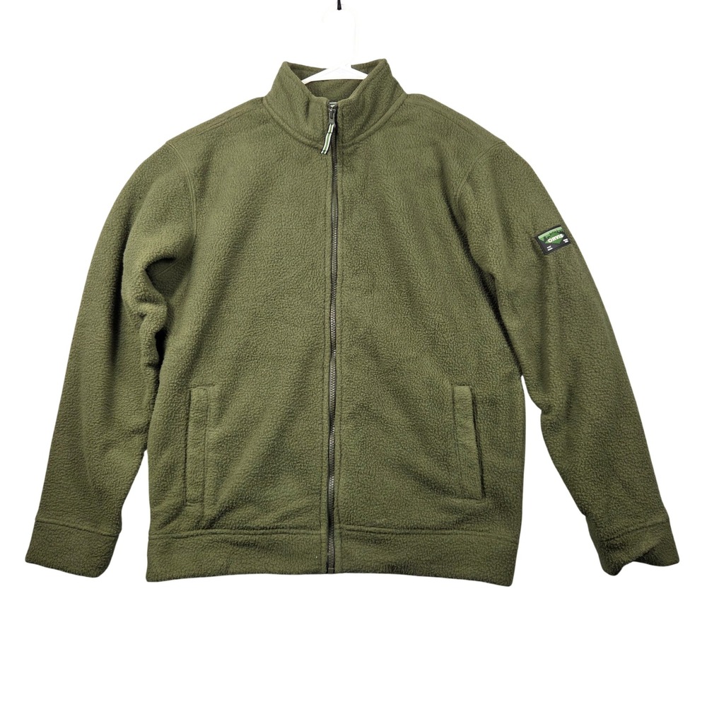 Orvis Fleece Jacket Mens Small Green Excellent Full Zip Mock Neck Outdoor Layer